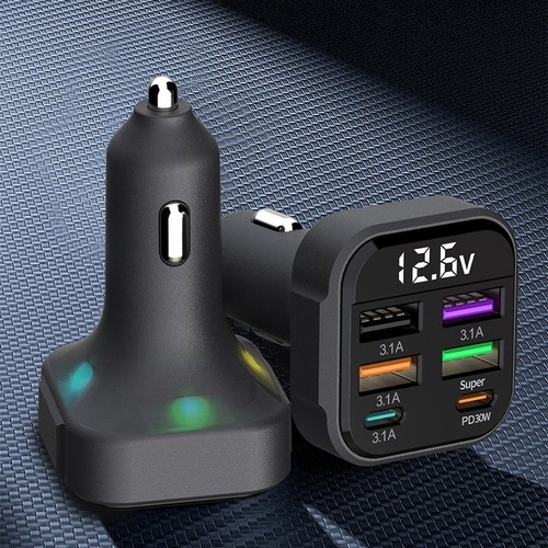 PD 30W Car Charger 6 Outputs for Fast Charging Ideal for All Your Electronics - Zdjęcie 8 z 12
