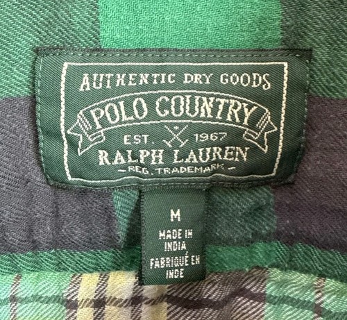 Polo Country Ralph Lauren Mens Medium Green Buffalo Plaid Flannel Button Shirt - Bild 4 von 14