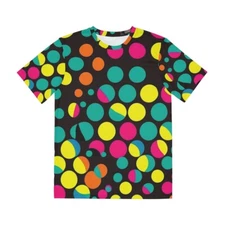 All Over Print T Shirt Unisex Adult Psychedelic Polka Dots Colorful Retro Funky
