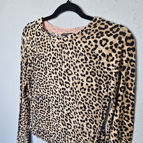 Mary Kate and Ashley Top Juniors Youth XL 14-16 Leopard Brown Tan Stretchy Soft - Picture 2 of 7