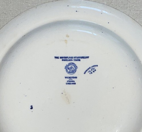 Antique c1899 Wedgwood LONGFELLOW BIRTHPLACE Portland ME Collector Plate - 9.3" - Picture 4 of 4
