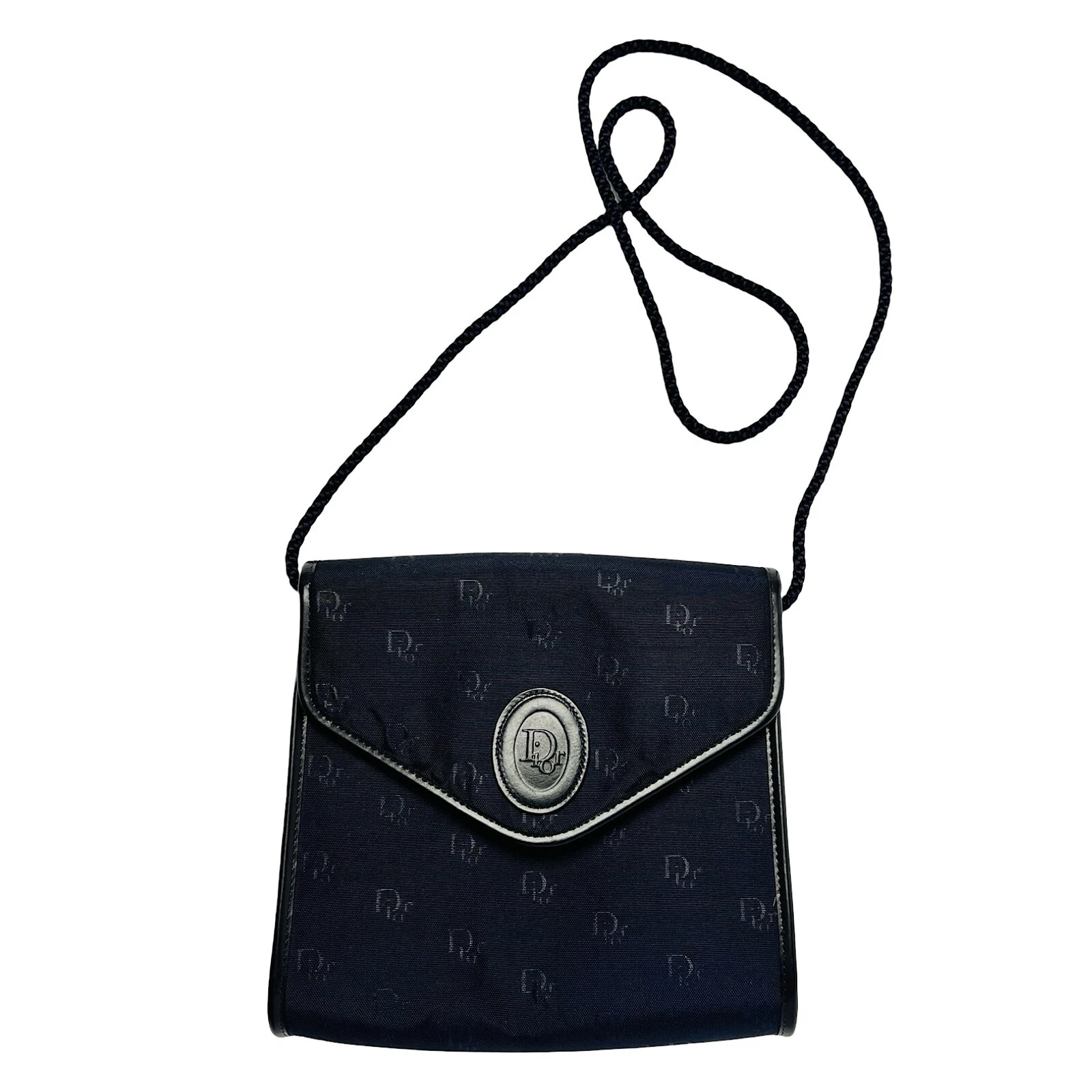 Sac Christian Dior bandoulière épaule logo monogramme bleu marine vintage carré