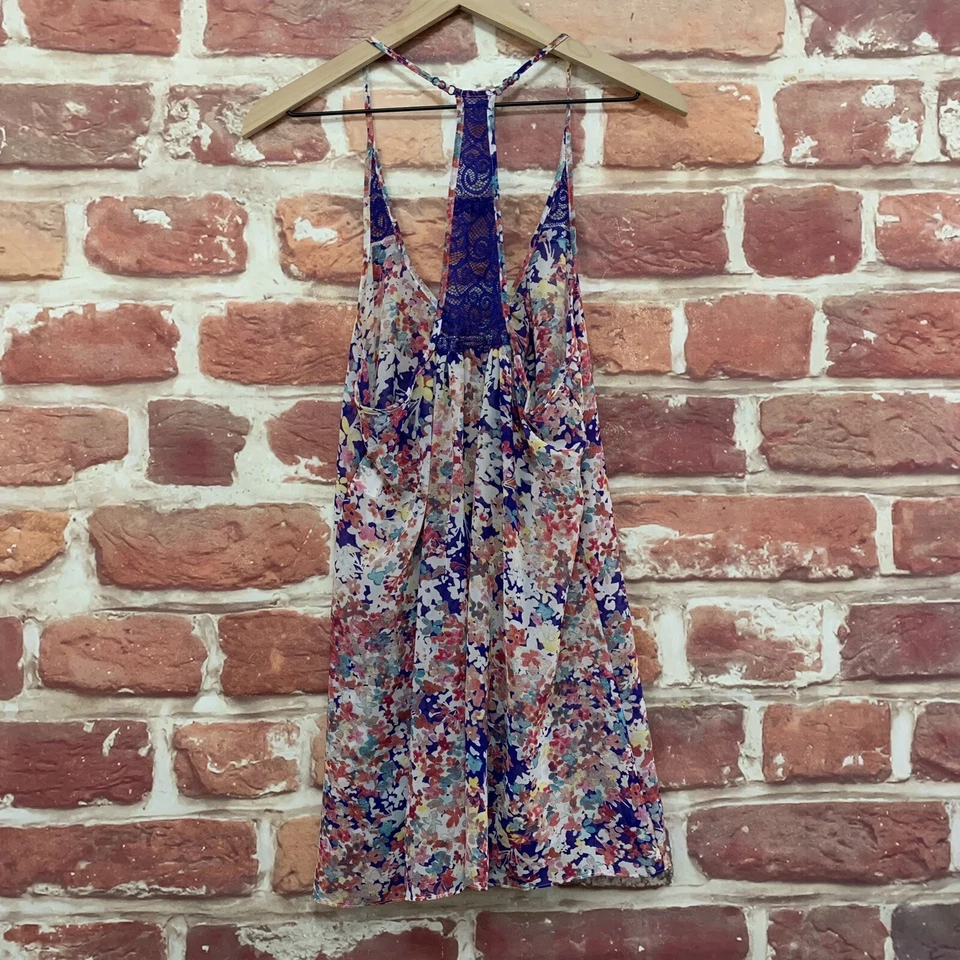 Lencería satinada Jonquil Chemise para mujer mediana multicolor sombra Ditsy floral encaje Foto 3 de 4