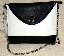 New Bodhi  $199 i pad Handbag chain Pebble leather Black & White envelope
