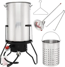 Outvita 50 Qt Turkey Deep Fryer Set, Fish & Seafood Boiler Steamer Sliver
