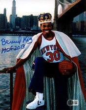 Bernard King Signed NY Knicks 8x10 Photo w/ HOF 2013 Beckett Witness BAS COA #7