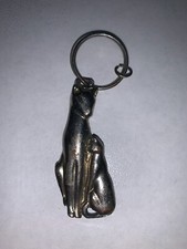 SILVER STAINLESS STEEL MAMA BABY CAT PENDANT KEYCHAIN