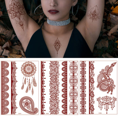 Lace Waterproof Temporary Tattoo Henna Sticker Fake Tatoo Body Hand Arm  Unisex,