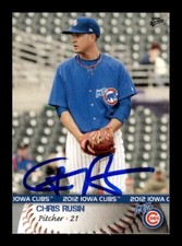 CHRIS RUSIN SIGNED 2012 MULTI-AD IOWA CUBS #26 ON-CARD AUTO