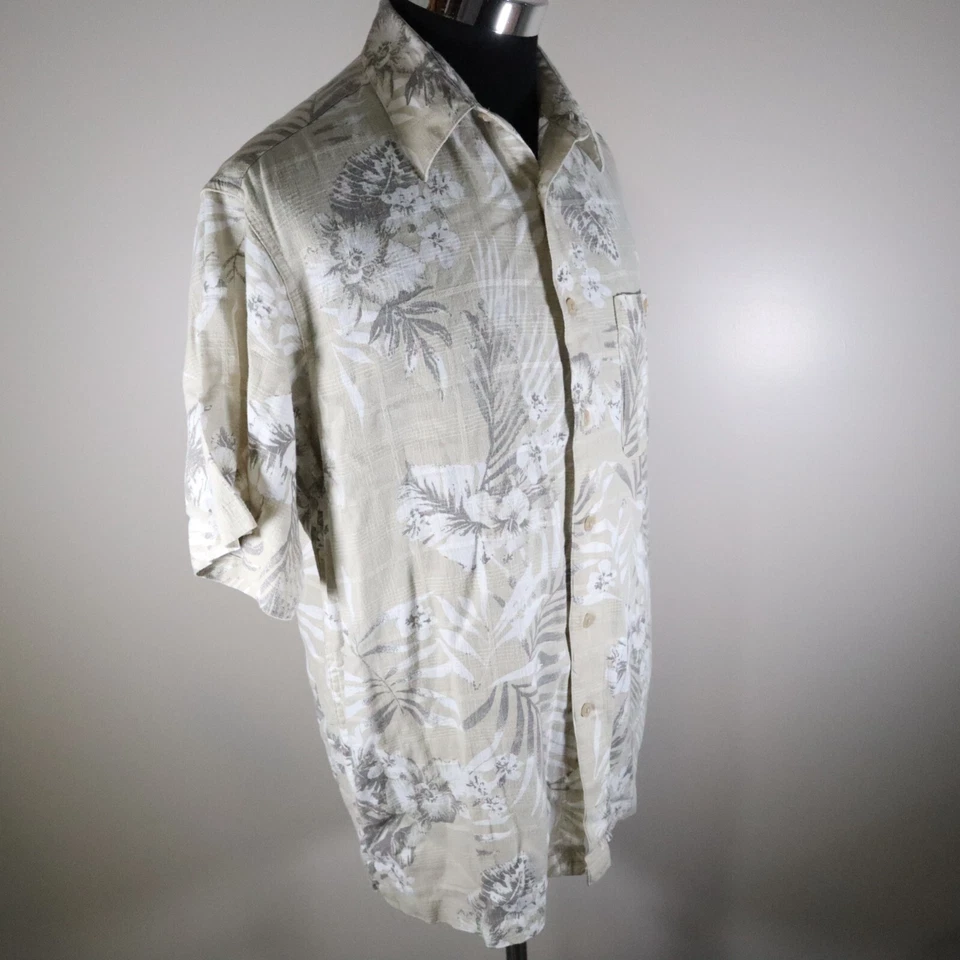 Camisa Marc Edwards Para Hombre Grande Lavable Lino Hawaiano Botón Floral Manga Corta Foto 3 de 4