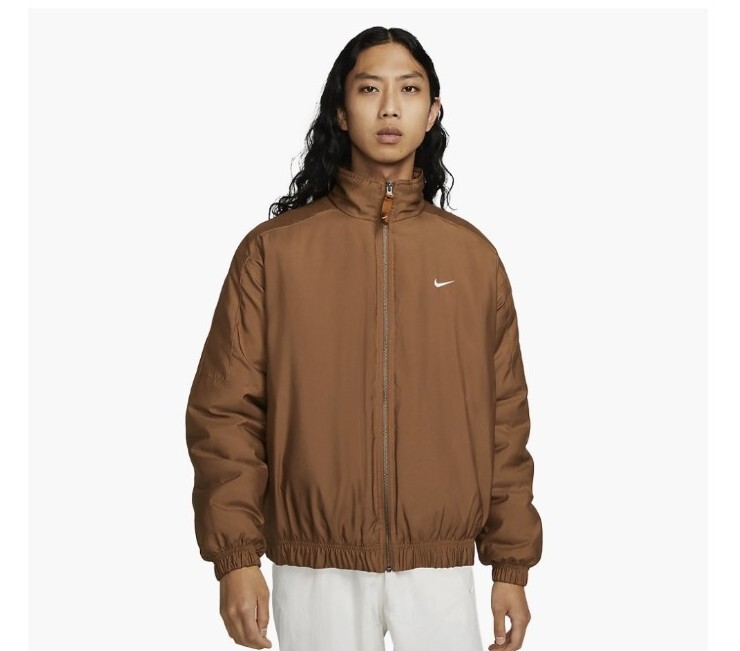 SACAI X NIKE Nike lab Solo Swoosh giacca bomber raso Ale marrone DN1266 270 unisex X LARGE