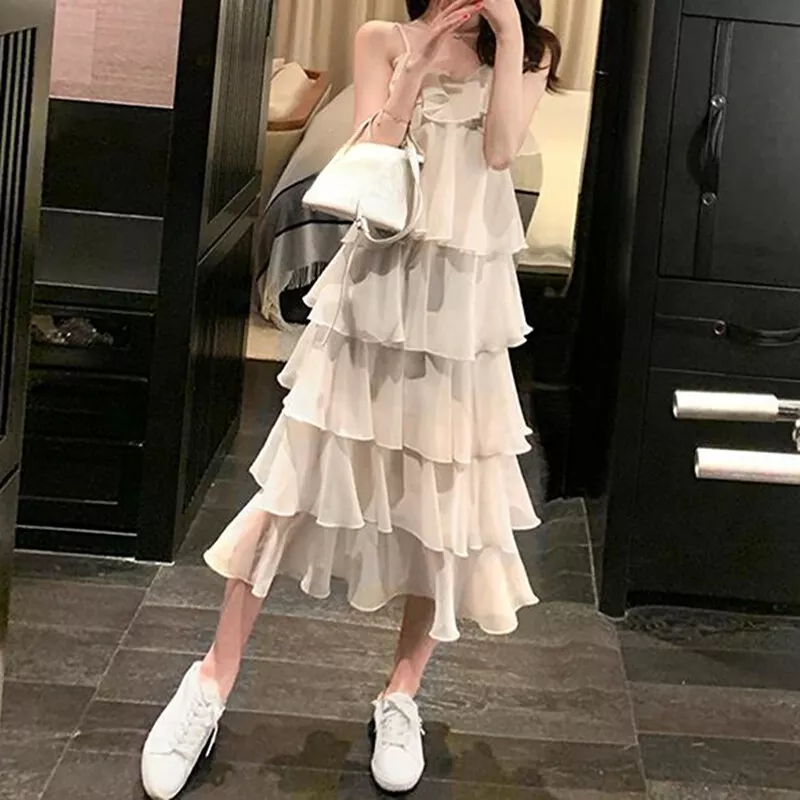 Ruffled chiffon dress top
