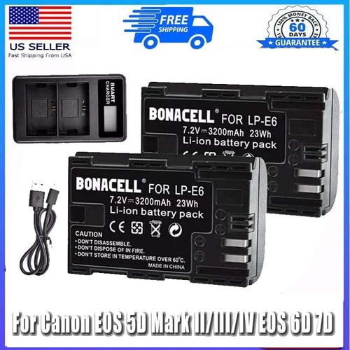 LP-E6N LP-E6 Battery Charger Set, 3-Slot LCD Charger for Canon EOS R R5 R6 R7 R5 C, R6 Mark II,EOS 5D Mark II III IV, 5D SR, 6D Mark II 7D
