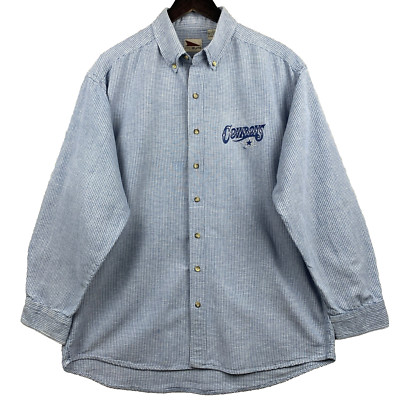 DALLAS COWBOYS Button Down Shirt Men's Sz Large Blue Check ProElite NFL Football