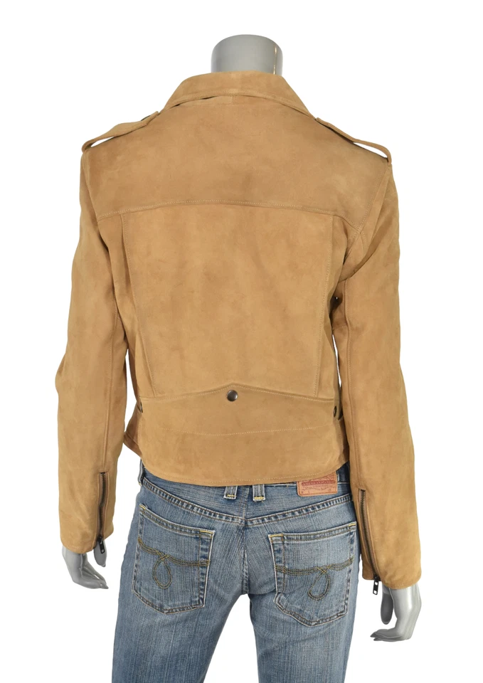 Women's Polo Ralph Lauren Suede Leather Belted Moto Biker Jacket S New $998 - Image 2 of 4