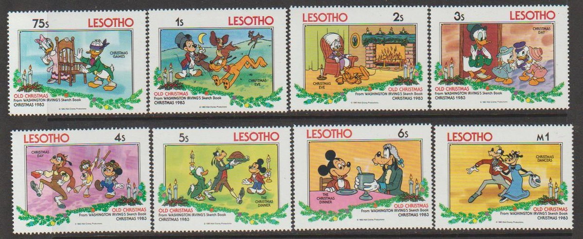 LESOTHO DISNEY STAMPS 1983 OLD CHRISTMAS THE SKETCH BOOK MNH