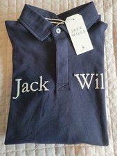 NWT Jack Wills Script Tipped Long Sleeve Polo Sixe XL (14-16) Navy Blazer Color