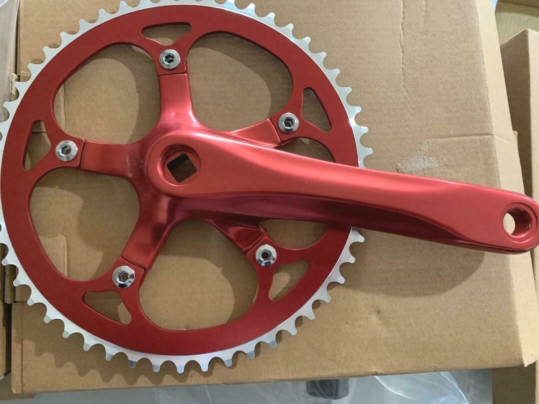 Red Bicycle Crank Set Alloy 52T x 175MM Track MTB Fixie for Single Speed Bikes