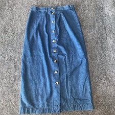 Vintage 90s Charter Club Skirt Denim 12 29W Womens Midi Maxi Western Boho