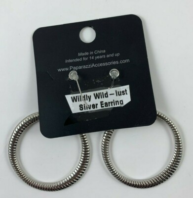 Paparazzi Wildly Wild Lust Silver Hoop Earrings - Main Image