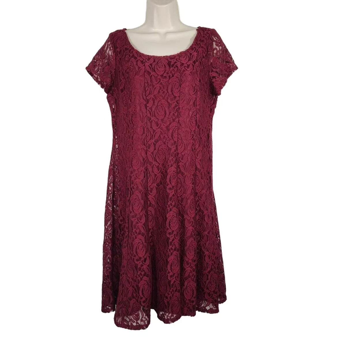 Perceptions short sleeve floral lace fit sale flare dress