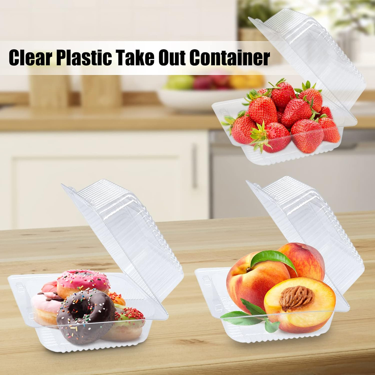 Takeout Containers 100 Pack 6x6 Inch Clamshell – Compostable, Single ...
