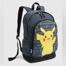 Mochila Pokemon Reciclada Pikachu Gris Gris Escuela