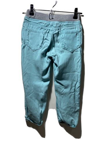 Jessica Simpson Rolled Skinny Capris Kids Girls Size 10 Teal Blue Green Pull On - Picture 2 of 12
