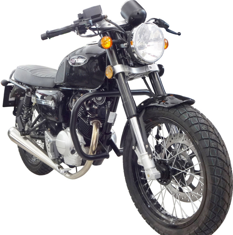 Crash bar Hanway Raw 125 Café Racer protection carter moto noire