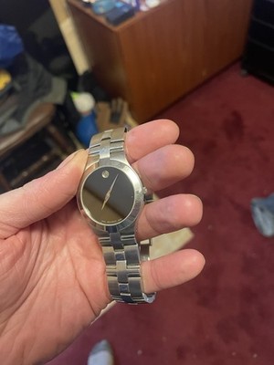 ★プラチナ製 最高級品 30s MOVADO スモセコ 手巻 スイス製 腕時計 Movado Museum Men's Swiss Quartz 35mm Black Dial SS Bracelet 30m