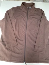 D&co. Zip Jacket XL Brown Cozy Knit Cotton Fabric Unworn Condition Front Pockets