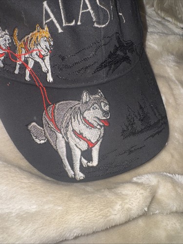 Gorra de béisbol Alaska negra bordada trineo para perros Huskies gráfica Musher BONITA - Imagen 3 de 12