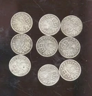 GREAT BRITAIN , VICTORIA , 9 x threepence , Jubilee head .925 SILVER