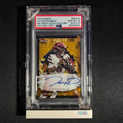 🔌IU 2024 TOPPS FINEST FOOTBALL AUTO GOLD REF /50 RC JAYDEN DANIELS PSA10 AUTO10