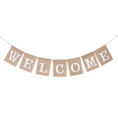  LUOEM 2.8M WILLKOMMEN Sackleinen Bunting Banner Girlande für Hochzeit