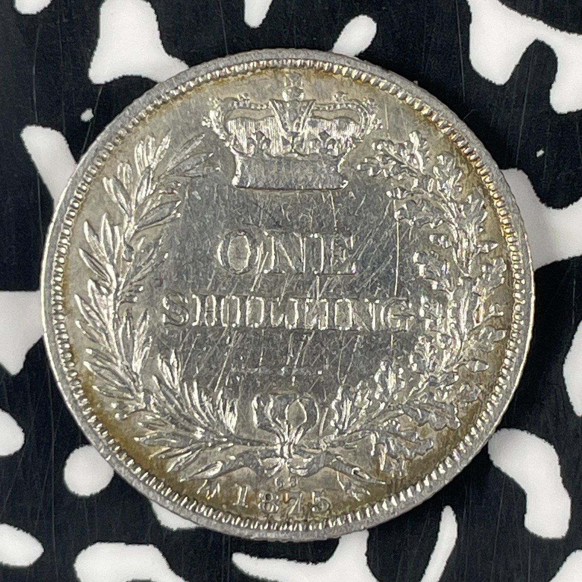 1875 G. B. 1 Shilling Lot#F0728 Silver! Nice Detail, Old Cleaning