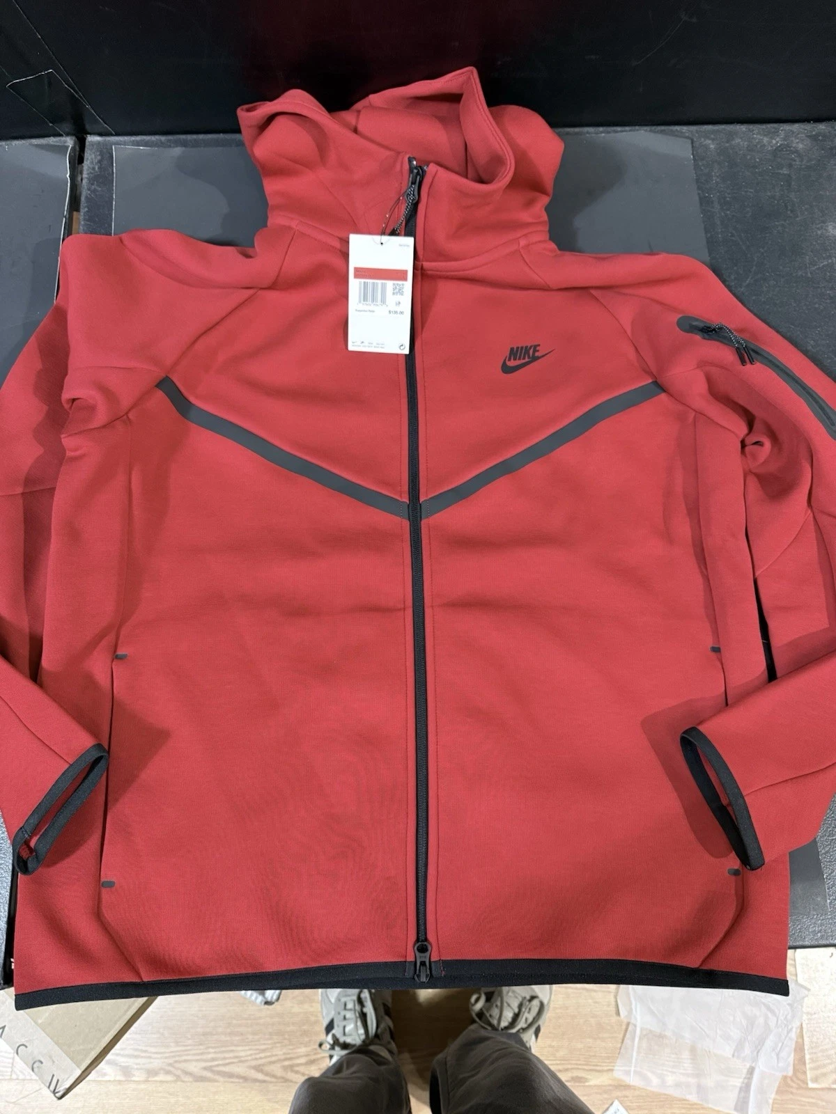 Nike Sportwear Tech Fleece Full-Zip Hoodie CU4489-657 Red Men Size Large NWT