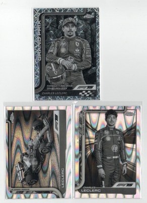 CHARLES LECLERC 2025 TOPPS CHROME F1 RACING REFRACTOR RAY LAZER B&W 3X LOT