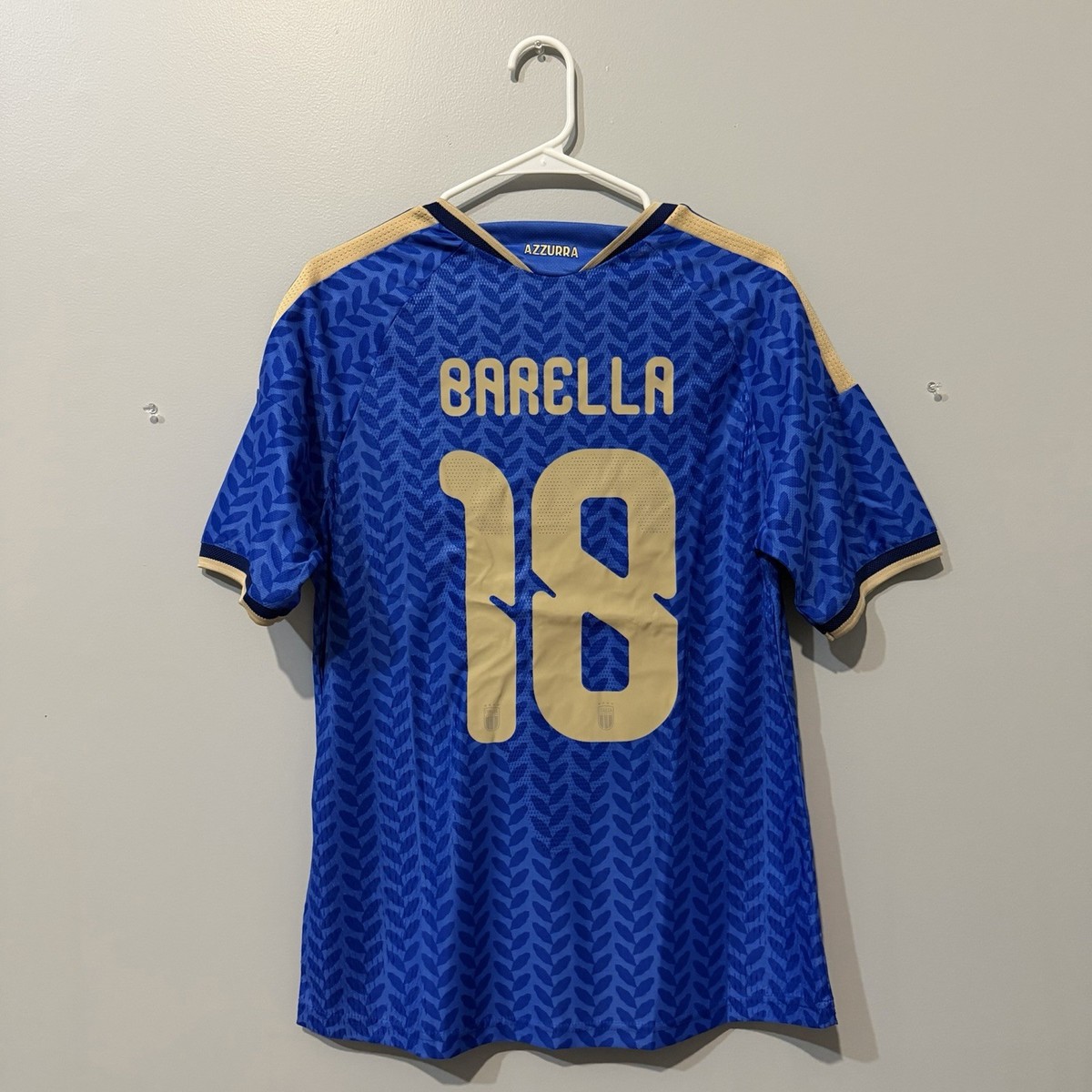 Italy 25/26 Home Soccer Jersey #18 Barella Size S Blue Gold | eBay