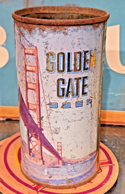 1960 LT BLUE GOLDEN GATE 11 OZ FLAT TOP BEER CAN MAIER BRWG LOS ANGELES CA EMPTY