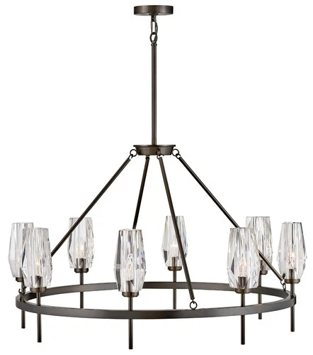Hinkley Lighting 38258 Ana 8 Light 36"W Faceted Crystal - Black - Picture 3 of 7