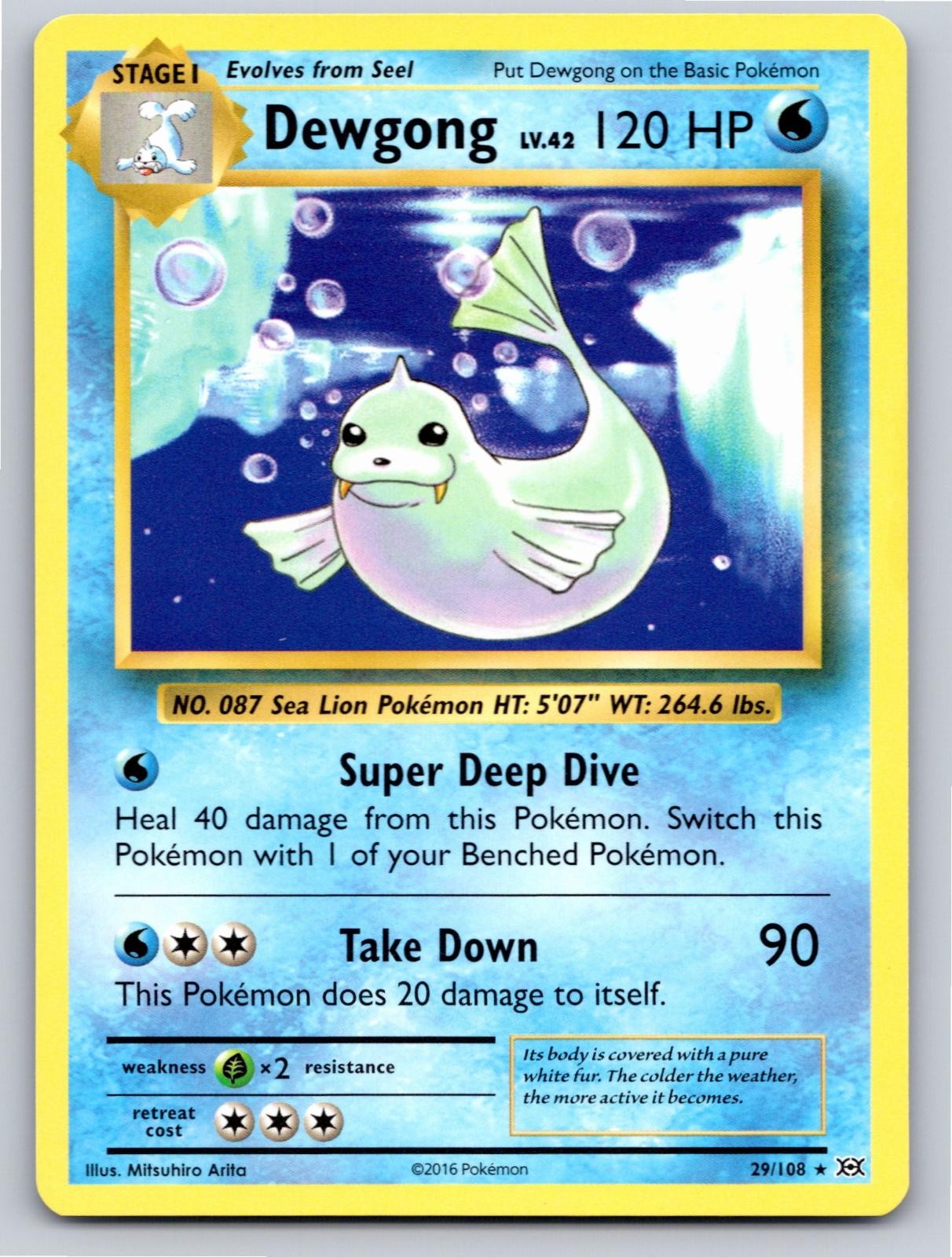 2016 POKEMON DEWGONG EVOLUTIONS 29/108 RARE NM A10452 FREE S&H