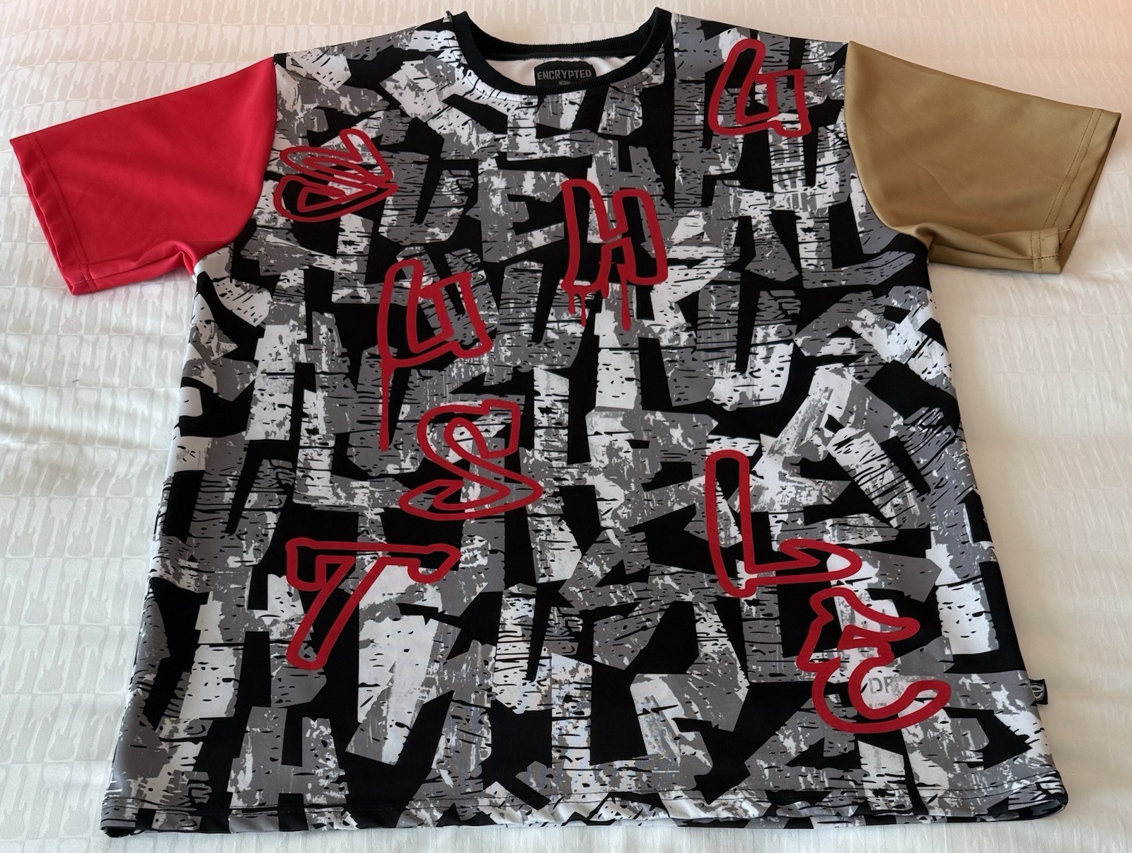 Encrypted Drip Multicolor Graphic Crew Neck Shirt… - image 1