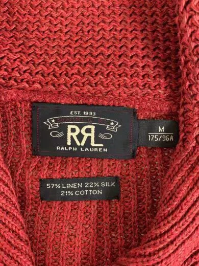 RRL/Shawl Collar Cardigan/Lightweight Cardigan/M/Linen/Silk/Cotton/Red/Solid - Image 3 of 4