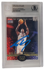 Shaquille O'Neal Signed 1996 Upper Deck USA #19 Dream Team 2 BAS Witness Slabbed