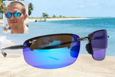 MAUI JIM smoke grey/blue HO'OKIPA polarized B407-11/MJ0407S-004 sunglasses NEW