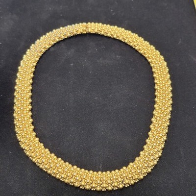 Vintage Ciner gold tone caviar collar necklace 