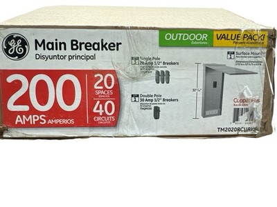 GE Outdoor 200A 20 spaces 40 circuits Main Breaker Load Center TM2020RCUBK1 New