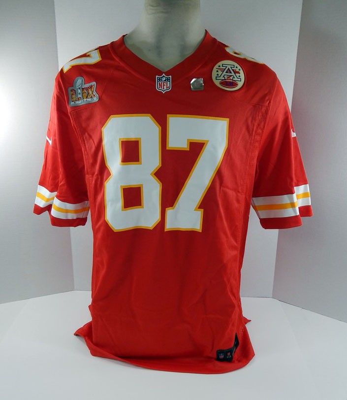 Mens Kansas City Chiefs Travis Kelce #87 Game Red Jersey Super