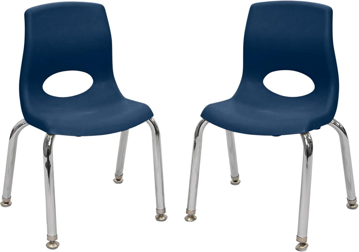 Children's Factory Ergonomic Stackable Chairs, Navy & Chrome, 2-Pack